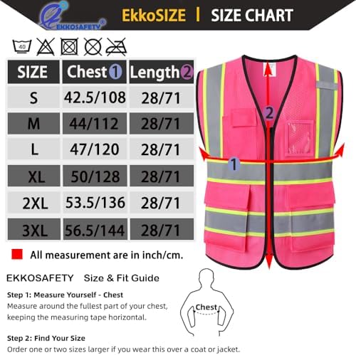 Hi Vis Reflective Safety Vest for Men Women, Hot Pink - Image 2