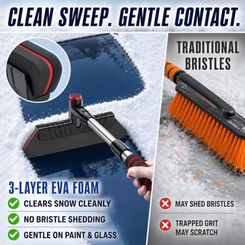 Snow Brush and Ice Scraper for Car, 3-in-1 29.5-Inch Telescoping Removal Tool - Image 3
