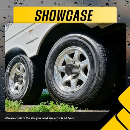 4Pcs 5.15" Stainless Trailer Wheel Center Caps, 4.95" H Matte Black - Image 4