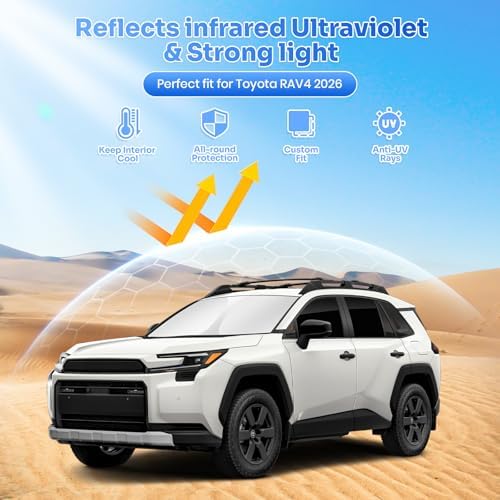 Canvcle Window Shades for 2026 Toyota RAV4 Accessories Windshield Sun Shade - Image 2