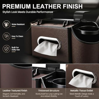 Back Seat Car Organizer, 2 Cup Holders, Tissue Holder, Phone Stand & Hooks - Image 6