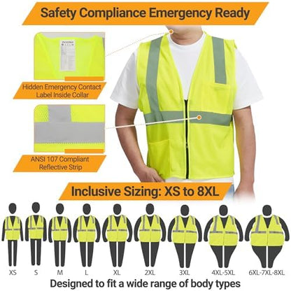 AYKRM 2 Pocket Mesh High Visibility Reflective Safety Vest - Image 5