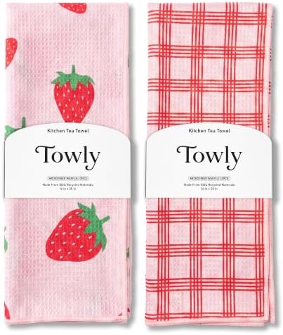 Kitchen Towels Set of 2, Double-Sided 16x28 Microfiber Waffle Weave Dish Towels by Unknown
