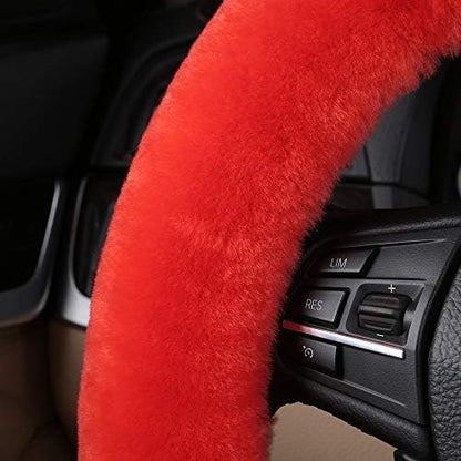 OGLAND Fuzzy Sheepskin Car Steering Wheel Cover - Image 2