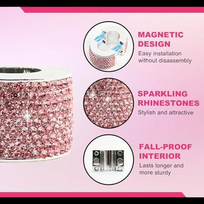 Rislobx 2PCS Magnetic Car Headrest Collars, Rhinestone Car Head Rest Collars - Image 3
