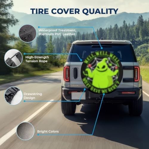 GENANY Spooky Horror Art Halloween PVC Leather Spare Tire Cover Size 16 - Image 4