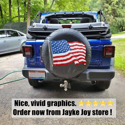 American Flag Black Spare Tire Cover - Image 6