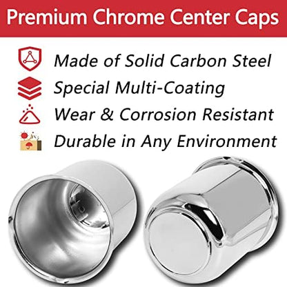 3.19" Push-Through Wheel Center Caps, Chrome-Plated Carbon Steel, 4 Pack - Image 2