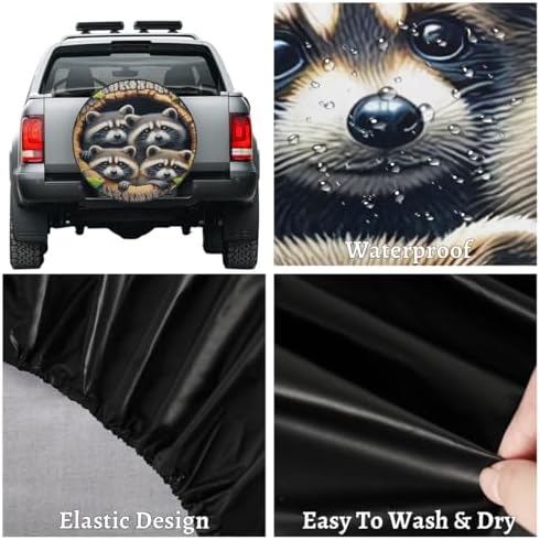 Rv Spare Tire Cover Wheel Funny Animal Raccoon Tire Covers Wheel Protectors - Image 4