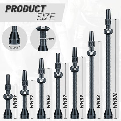 BWSHLF Tubeless Presta Valve Stem 40/44/55/60/65/80/100 mm, Super Light Alloy - Image 5