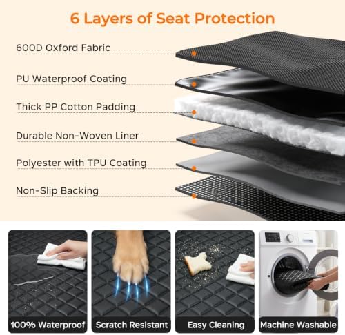 URPOWER Dog Car Seat Cover for Back Seat, Waterproof Car Seat Protector - Image 6