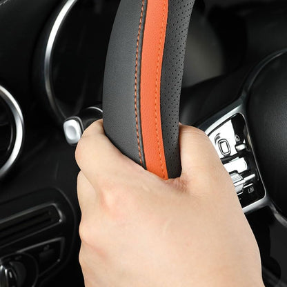 Szttswamp Car Steering Wheel Cover, Microfiber Leather Orange 14.5-15 Inch - Image 4