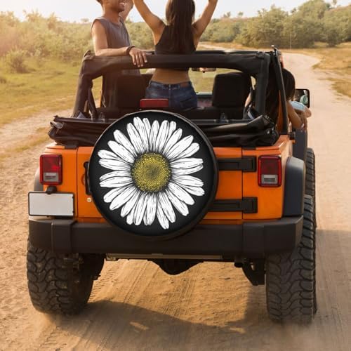 Daisy Flower Spare Tire Cover Wheel Tire Cover Fit Trailer, SUV and Many - Image 4
