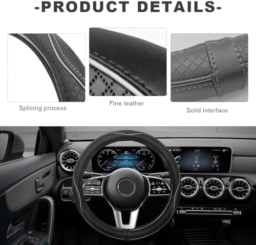 Car Steering Wheel Cover, 15 Inch Anti-Slip Breathable Leather Auto Steering - Image 4