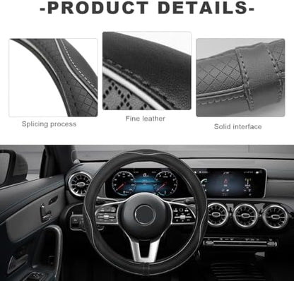 Car Steering Wheel Cover, 15 Inch Anti-Slip Breathable Leather Auto Steering - Image 4