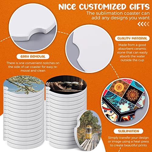 Frienda 24 Pieces Ceramic Car Sublimation Blanks Cupholders Sandstone DIY - Image 3