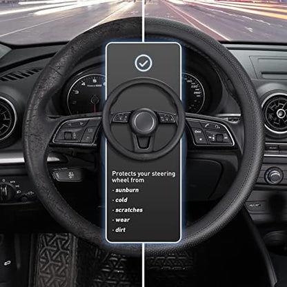 SEG Direct Black Car Steering Wheel Cover Small Size 14-14.25 inch - Image 3