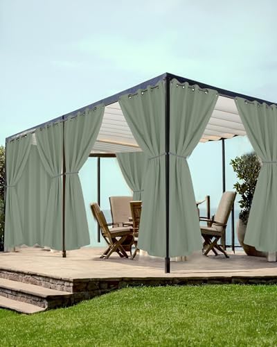 Grommet Outdoor Curtains for Patio Waterproof 8 Pcs 54x120 In Sage Green by HolidayIdeas