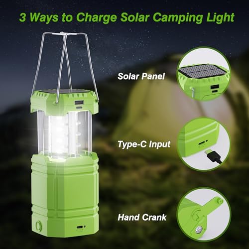 Electric Camping Lantern for Emergency, 3000mAh Solar Hand Crank Lantern - Image 3