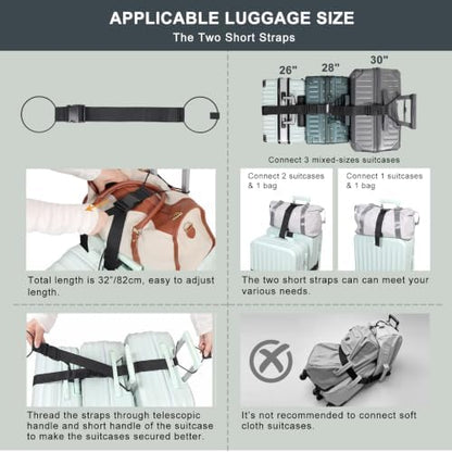 Vigorport Luggage Straps for Suitcases 3 PCS, Adjustable Elastic Tick Rope - Image 6