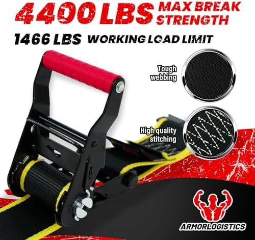 2Pack UTV Wheel Chock Tie-Down Kit, 2 in x 8 ft Heavy Duty Trailer Tire Straps - Image 2