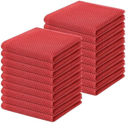 Homaxy 100% Cotton Waffle Weave Kitchen Dish Cloths 18-Pack, Brick Red by Homaxy