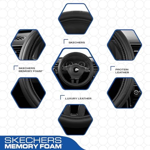 Skechers Steering Wheel Cover Memory Foam, Luxury Leather Steering Wheel Covers - Image 2