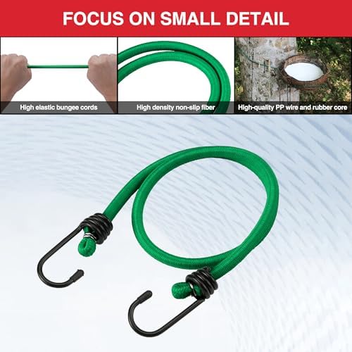 WORKPRO 24" Bungee Cords with Hooks, 4 Pack Heavy Duty Outdoor Bungee Strap - Image 3