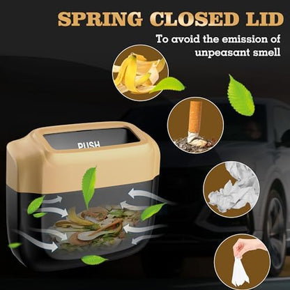 2 Pack Car Trash Can with Lid, Built-in Storage Garbage Bag - Image 3
