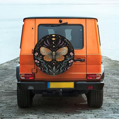 Night Sky Moth Spare Tire Cover Waterproof Wheel Cover 16 Inch Universal Fit - Image 2