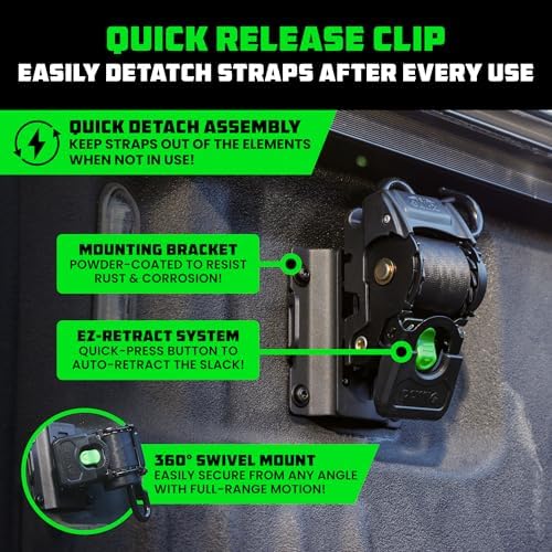 Rhino USA Bed-Mounted Retractable Ratchet Straps - Image 2