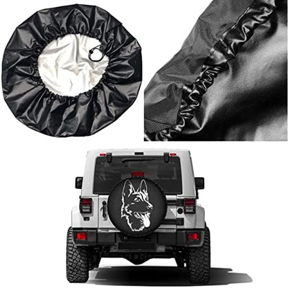 Black German Shepherd Spare Tire Cover Dust-Proof Wheel Tire Cover Fit Trailer - Image 5
