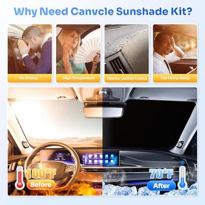 Canvcle Window Shades for 2022-2026 GMC Hummer EV Pickup Accessories Windshield - Image 3