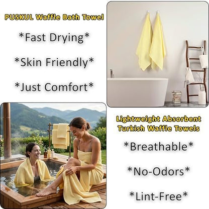 PÜSKÜL Natural 100% Turkish Cotton Waffle Bath Towels Set of 2, Extra-Large - Image 6