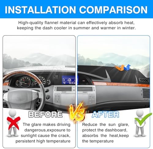 Autorder Dashboard Cover Mat for Toyota Avalon 2005-2010 Accessories Dash Cover - Image 3