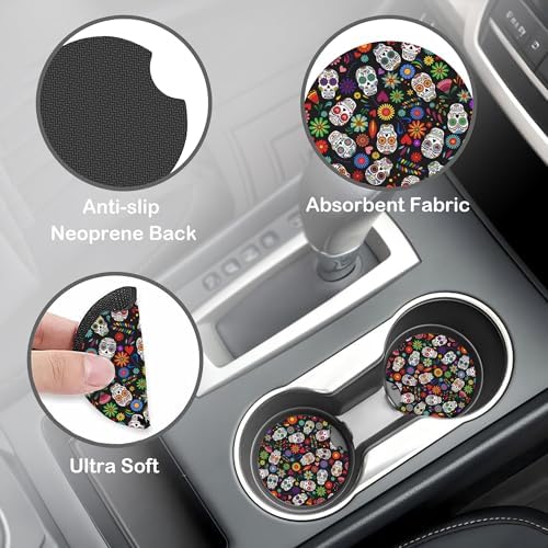Day of The Dead Sugar Skull Steering Wheel Cover - Image 4