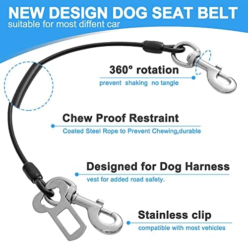 Dog Seat Belt Harness for Car, No Chew Tether Cable Vehicle Dogs Accessories - Image 4