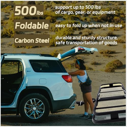 Heavy-Duty Folding Hitch Cargo Carrier 60x24x6'', 500 lbs Capacity – - Image 7