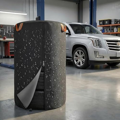 Tire Storage Cover, 420D Oxford Waterproof Bag, 4 Felt Pads - Image 6