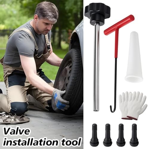 3PCS Tire Valve Stem Tool Kit Replacement Installation Set Red - Image 6