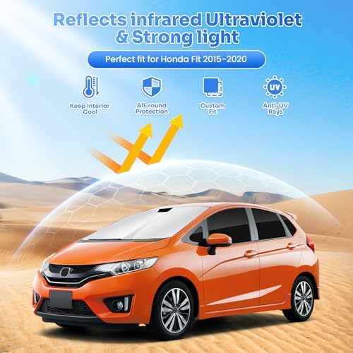 Canvcle Window Shades for 2015-2020 Honda Fit Accessories Windshield Sun Shade - Image 2