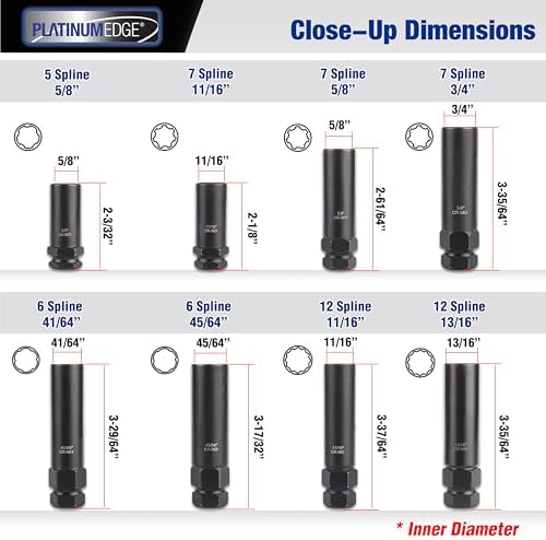 PlatinumEdge Lug Nut Key Set, 16 Pieces SAE & Metric Wheel Lock Removal Tool Kit - Image 4
