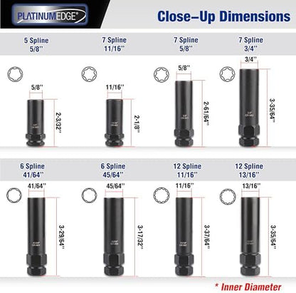 PlatinumEdge Lug Nut Key Set, 16 Pieces SAE & Metric Wheel Lock Removal Tool Kit - Image 4