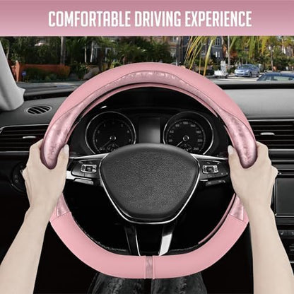 PIC AUTO Steering Wheel Cover, Universal Fit 14.5"–15.5" D-Shape Steering Cover - Image 5