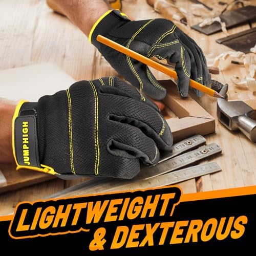 Safety Work Gloves 2 Pairs, Men's Utility Mechanic Working Gloves - Image 6