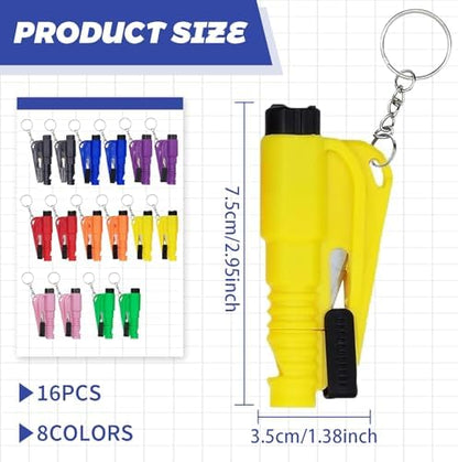 16Pcs Car Window Breaker Seatbelt Cutter Keychain, 3 in 1 Emergency Escape Tool - Image 2