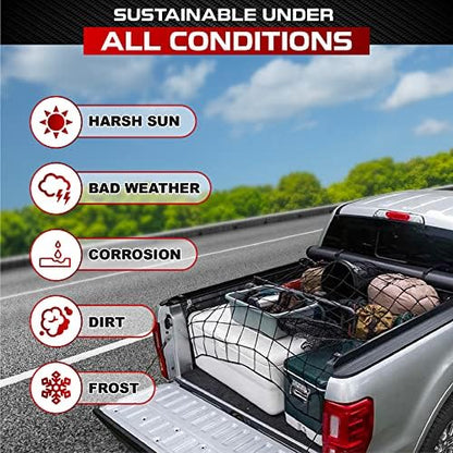 4'x6' Cargo Net for Pickup Truck Bed Stretch to 8'x12' Heavy-Duty 10mm Bed Net - Image 5