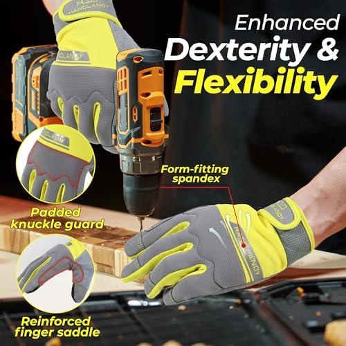 HANDLANDY Work Gloves for Men & Women, Utility Mechanic Working Gloves Touch - Image 3