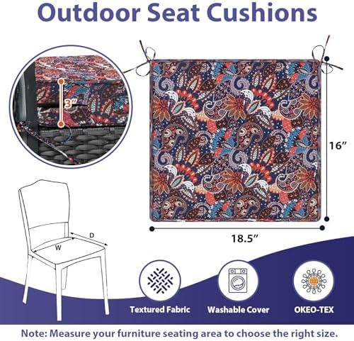 IPYNBAP Outdoor Chair Cushions Set of 4 -Waterproof Outdoor Seat Cushions - Image 6
