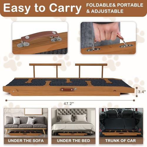 Dog Ramp for Bed, Non-Slip Pet Ramp Adjustable Heights - Image 4